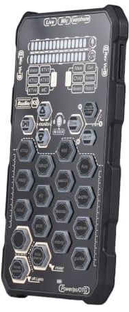 Audios Card Sound Changer, Live Sound Card Audios Mixer Tragbarer Sprachwechsler mit 6 Verschiedenen Soundmodi, 14 Lustige Soundeffekte, für Musikhörer - mit Musikhörern