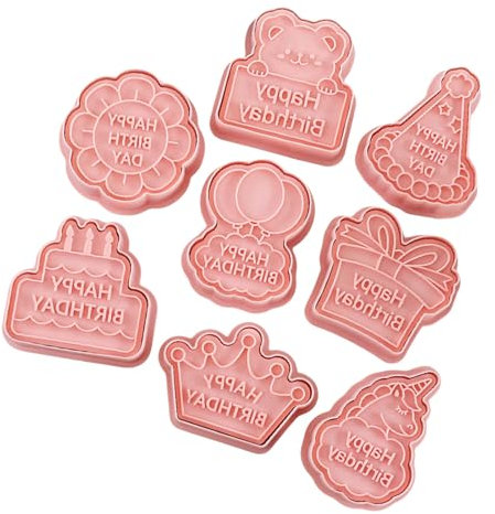 uikios 8 stabile Fondant-Keksformen, Geburtstags-Plätzchen-Stempel-Set für Fondant-Back-Enthusiasten und Gebäckliebhaber