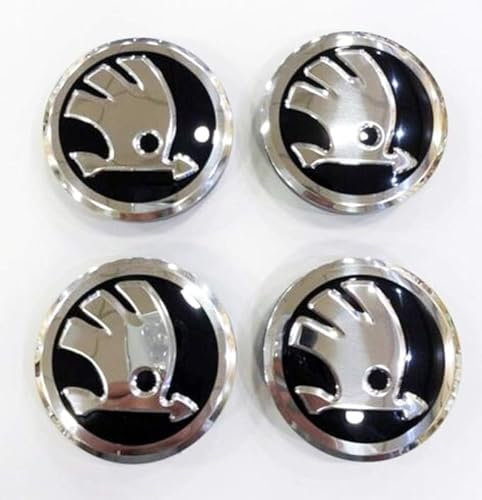 4 Stück Nabendeckel für Skoda Fabia, Octavia, Superb, Yeti 56 mm, Wasserdicht Verschleißfest Radnabe Abdeckung Roundel Hub Cap Staub Autozubehör