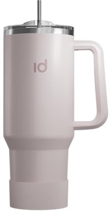 IceDrop® XXL Thermo Cup 1.2L für 12 Stunden kalte oder heiße Getränke I 100% auslaufsicherer Thermobecher mit Strohalm I robuste Trinkflasche mit Strohhalm und Griff I Tumbler Cup - Rose