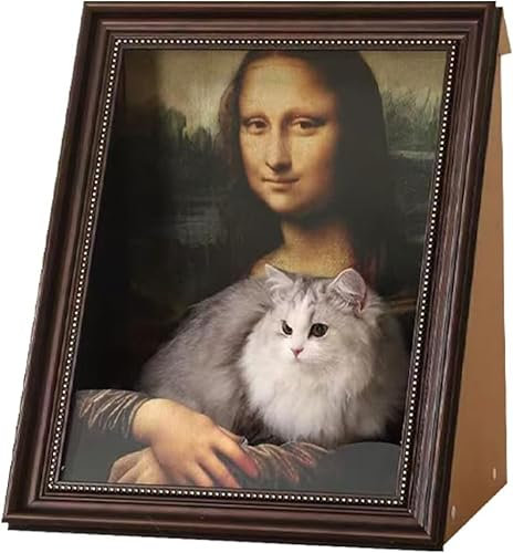 SUYUKU Katzenbett, Mona Lisa, Kratzbett, Ölgemälde, Rahmen, Katzen-Versteck im Vintage-Stil, multifunktional, groß, für Kätzchen, Höhle im Innenbereich (Mona Lisa, 44 x 52 x 35 cm)