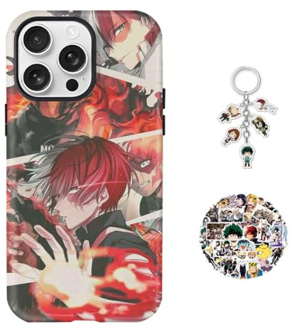 XINGYAOWYA Hülle für iPhone XR My Hero Anime Spiel [Mit Schlüsselbund und Aufklebern] Cartoons Stoßfest Hartschalenhülle Silikon Case Academia Handyhülle für iPhone XR - Hülle 8