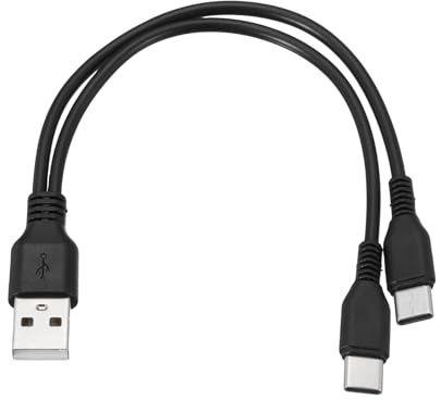 sourcing map Multi USB A to 2 USB Type C 2 in 1 Splitter Charging Cable Cord 8 Inch for Phone Power Bank Tablet, 5V 2A, Black