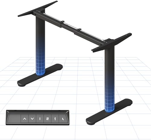 FLEXISPOT Bureau Assis Debout Électrique, Pieds Ronds, Noir