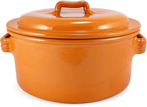 Olla Cazuela Tartera cacerola barro esmaltado 20 cms diámetro CON TAPA (20 x 10 cms)