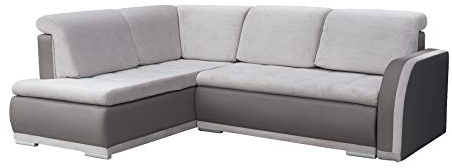 mb-moebel Ecksofa Sofa Eckcouch Couch mit Schlaffunktion und Bettkasten Ottomane L-Form Schlafsofa Bettsofa Polstergarnitur - VERO II (Ecksofa Links, Grau)