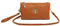 Womens Small Clutch Bags with Wristlet and Long Adjustable Strap (Brown)