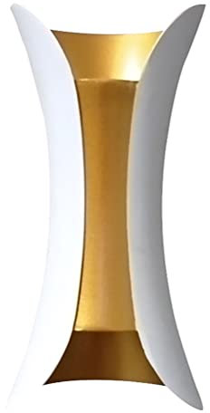 Serin-Eletro 10W LED-Wandleuchte Außen Innen Lampe 2-Flammig Wandspots Modern Up Down Strahler Wandlampe Weiss Gold Warmeiß Licht Flurlampe Aussenlampe Aussenwandleuchte Gartenlampe