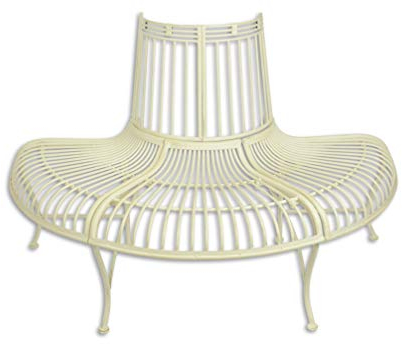 Decoratie Bank Gartenbank Parkbank halbrund alt-weiß Eisen Vintage Look 133,8 cm