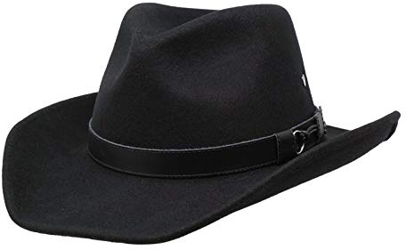 Borges & Scott Forester – Westernhut aus Wollfilz – Cowboyhut - wasserabweisend - mit Drahtkrempe - Schwarz 60cm (Groß)