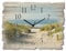 ARTLAND Wanddeko Wanduhr ohne Tickgeräusche aus Holz Quarzuhr 40x30 cm Rechteckig Lautlos Strand Meer Düne Nordsee Landschaft Maritim T9EX