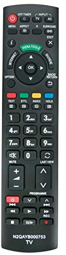 VINABTY N2QAYB000753 Fernbedienung ersetzt für Panasonic TX-L32E5Y TX-L37E5B TX-L37E5E TX-L37E5Y TX-L42E5B TX-L42E5E TX-L42E5Y TX-L42EW5 TX-L47E5B TX-L37EW5 TX-L47E5B -LR32E5 TX-LR47E5