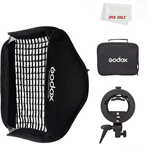 GODOX Bowen Mount S-Type Bracket, S-Type 60x60cm 24 * 24 Folding Storage softbox with Honeycomb Grid + Carry Bag for Outdoor Shooting Creative Shooting(S-Type 60X60)