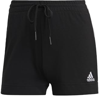 adidas Womens Essentials Slim 3-Stripes Shorts, Black/White, XS