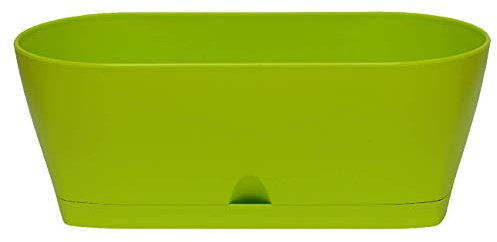 Design 1x Blumenkübel Blumenkasten Pflanztopf für Garten Terrasse/Balkon oder als Tischdeko mit Wasserauffangbehälter in der Farbe Grün