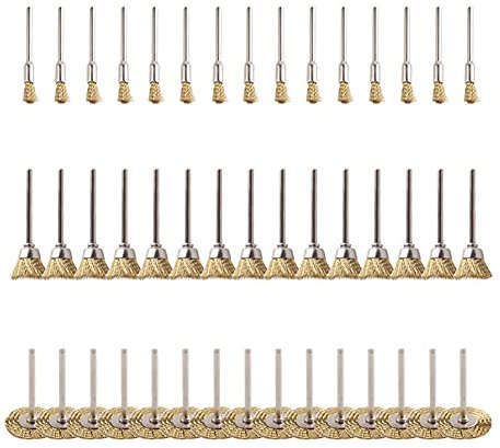 Chesoon Set di spazzole Metalliche 45 Pezzi, Ruote Metalliche in Ottone, Set di spazzole a Forma di intestino, Kit per Utensili rotanti, Pulizia lucidatura