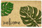 Carpido Fußmatte Kokos Monstera Welcome – Türmatte 40x60 cm – antibakterielle Eingangsmatte – Kokosmatte mit Vinylrücken – natürliches Material – 100% Kokos