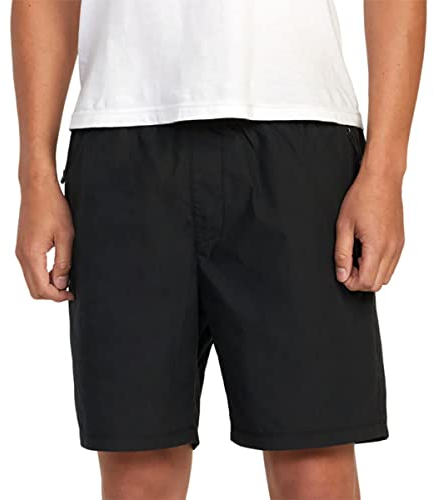 RVCA Mens Regular Fit 17 Inch Hybrid Short - Brodie 2 Hybrid (Black, Large)