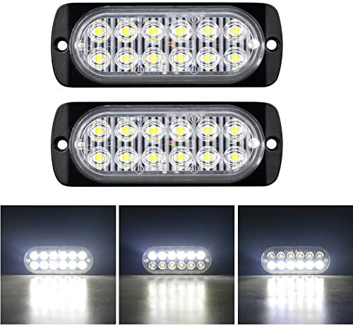 RIGIDON 2 Pièces 4.3 pouces 12 led barre lumineuse stroboscopique, 12v 24v clignotant gyrophare police feux de remorque, pour voiture camion off road ATV 4x4 vehicule, feu antibrouillard blanc