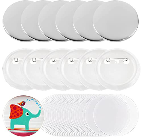 58mm Abzeichen Taste Nadel-Pin Brosche Spangen Stift Scheibe Base Pad Lünette Leer Cabocho Tabletts Rücken Bar für Korsage Namensschilder und DIY Handwerk Herstellung Maschine (98 Stück)