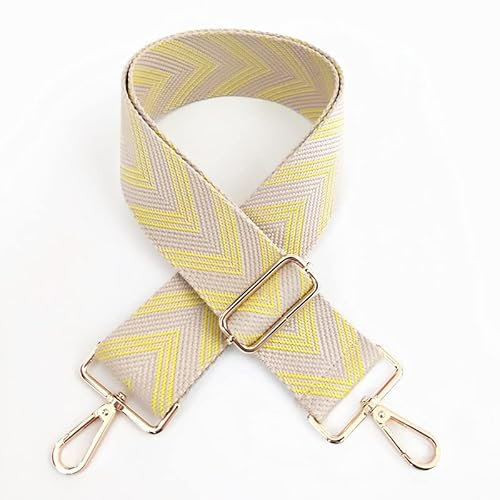 Verstellbar Schulterriemen für Taschen Taschengurt 75-130cm mit Karabiner Mehrfarbiger Tragegurt Taschenhenkel Schultergurt 5cm Breit Umhängegurt für Taschen Handtaschen für Damen Herren,Gelb
