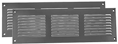 Vent Systems 30 x 10 cm – Paquete de 2 cubiertas para rejilla de ventilación – Gris – Rejilla de retorno de aire de metal con pantalla de protección integrada contra plagas