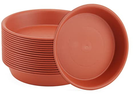 KEILEOHO Lot de 20 soucoupes en plastique rouge de 15 cm pour pot de fleurs - Pour intérieur et extérieur - 15,2 cm