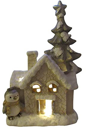 Secure Fix Direct Light Up Christmas House Ornament (Xmas Snowy Winter Decoration Penguin Figurine)