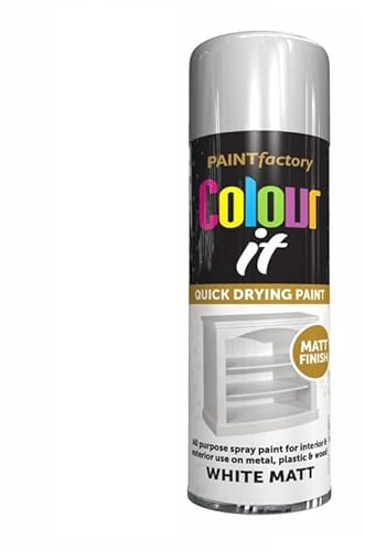 SuperGift.com 2x White Matt All Purpose Aerosol Spray Paint 250ml Quick Drying Spray, Fast Dry and Excellent Coverage for Metal, Wood, Plastic and More by Diva Gift