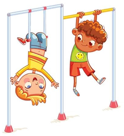 Holz-Bild 90 x 100 cm: Kinder trainieren am Reck. Kleiner Junge, der auf der horizontalen Stange spielt. Spielplatz. Platz für Spiele. Sport, (115839617)