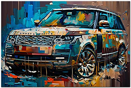 Printonia Leinwand-bild 120x80 cm Range Land Rover Abstrakt Art Grafik Automobil Bilder Deko Dekoration Wandbild Kunstdruck