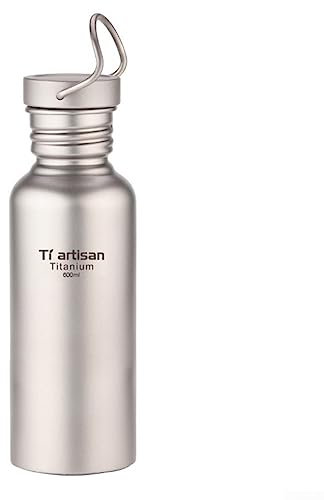 DAZZLEEX Bouteille de sport de grande capacité, anti-fuite, en titane, bouteille d'eau de camping, bouteille d'eau ultra légère pour le camping, le cyclisme, 600 ml