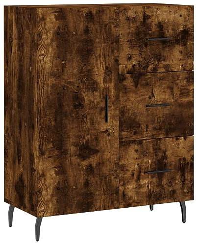 vidaXL Sideboard, Kommode mit 3 Schubladen 2 Fächern, Highboard Wohnzimmerschrank mit Tür Metallfüßen, Schrank Anrichte Beistellschrank, Räuchereiche Holzwerkstoff