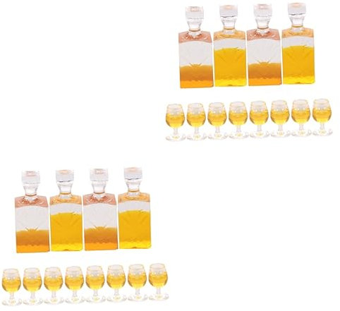 Toyvian 8 Sets Wine Bottle Toy Pendulum Dollhouse Kitchen Decorations under 25 for Adults Martini Cup Cake Toppers Cups Fun Cake Toy Resin Fake Beer Mug Mini