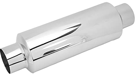 Auto Schalldämpfer 2.5 Zoll, Universal Exhaust Muffler Rounded Auto hinten Auspuffrohr Endschalldämpfer Motorrad Edelstahl Auspuff Schalldämpfer