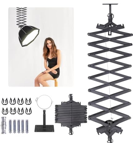 Photography Ceiling Rail System 2M Lifting Constant Force Hinge kit with Safety Rope Accessories for Live Broadcast Studio Photography Flash Specialized Equipment