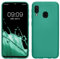 kwmobile Case kompatibel mit Samsung Galaxy A20e Hülle - Schutzhülle aus Silikon metallisch schimmernd - Handyhülle Metallic Dunkelgrün