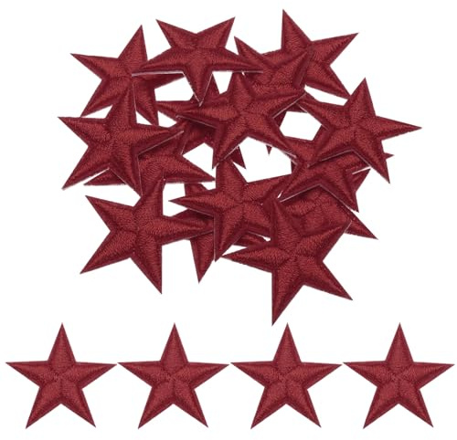 sourcing map Small 5Star Iron on Patches Embroidered Sew Patches Appliques Garment Embellishments for Clothing Repair Backpack Shoes Decoration 2.9x2.9cm/1.14x1.14 Pack of 15 (Wine Red)