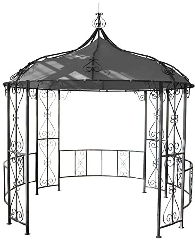 Décoshop26 Pergola pavillon Arche de Jardin Rond tonnelle chapiteau Tente de réception Cadre en Acier Robuste Ø 3m Gris 04_0004060