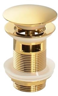 Bonde de Lavabo Bouchon de vidange Pop-Up for lavabo de Salle de Bains, en Or brossé, Noir Mat, Blanc, Or Rose, Or, Chrome, Accessoires de lavabo (Color : Dark Gold with Hole)