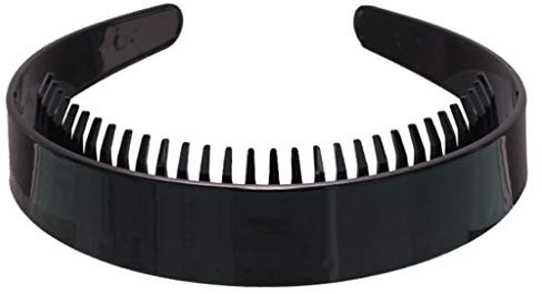 Haarreif für Damen und Mädchen, 2,5 cm breit, einfarbig, mit rutschfesten Zähnen, Kamm, schwarzer Kunststoff-Haarreifen, DIY, Styling, Make-up, Kopfbedeckung, Stirnbänder für Frauen, Yoga, Schwarz , 1