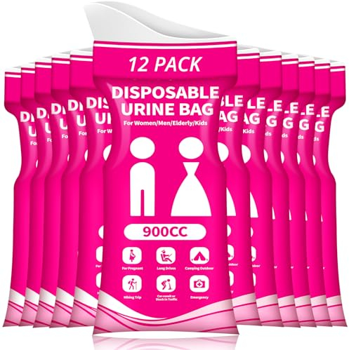 HOKINETY Disposable Urine Bag for Travel - 900ML Portable Pee Bags for Women Men 12 PCS Emergency Vomit Bags Unisex Toilet Urinal for Car Camping, Road Trip,Traffic Jams, Pregnant, Kids, Patient