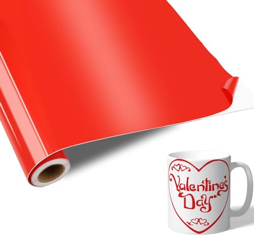 Rouleau Vinyle Adhésif Rouge pour Traceurs 0.305x3.05m Vinyle Eminem Film Adhesif, Imperméables Vinyle Permanent Autocollant Adhésif Vynile Decoupeuse Papier Vinyle Adhesif pour Mug de Bricolage