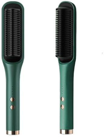 Flintronic Hair Straightener Brush for Women, Electric Hot Comb with 4 Adjustable Temps, Anti-Scald Heating Smoothing Brush Fits All Hair Types, Portable Hair Brush for Home & Travel (Green)