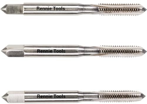 Rennie Tools - M6 x 1 HSS Metric Hand Tap Set. Includes 3 Pieces - 1st, 2nd & 3rd Cut (Taper Tap, Middle Tap, Bottom Tap (Plug Tap)) High Speed Steel for Threading Holes. 6mm Metric Tap Set