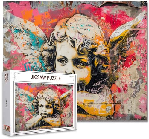 1000 Stück Puzzles für Erwachsene Graffiti Little Angels Malerei Jigsaw Puzzle Spray gemalt Puzzles für anspruchsvolle Familie Aktivität Spiel Street Art DIY Puzzle Wanddekoration niedliche Geschenke
