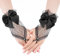 GEEHUA Damen Handschuhe Schwarz Spitzenhandschuhe fingerlose Spitzenhandschuhe mit Schleife Strasssteinen Handgelenksmanschette Halloween Netzhandschuhe für Bräute und Damen Lolita Hochzeit