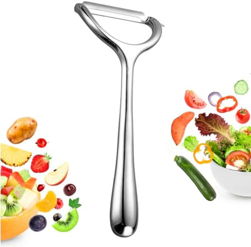 SHONA HOME Pelador patatas y verduras de acero inoxidable metálico profesional. Diseño ergonómico para fácil manejo. Pelador de cocina manual afilado y resistente, ideal para frutas y vegetales.