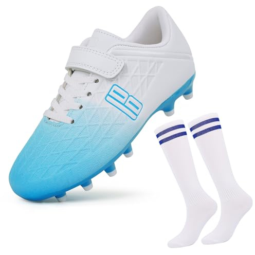 JABASIC Fussballschuhe Kinder Firm Ground Football Schuhe Jungen Mädchen Fußballschuhe mit Fußball-Socken
