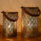 Vintage Laterne Metall Windlicht Industrial mit Henkel Zimmer Deko Wohnzimmer Silber 2er-Set